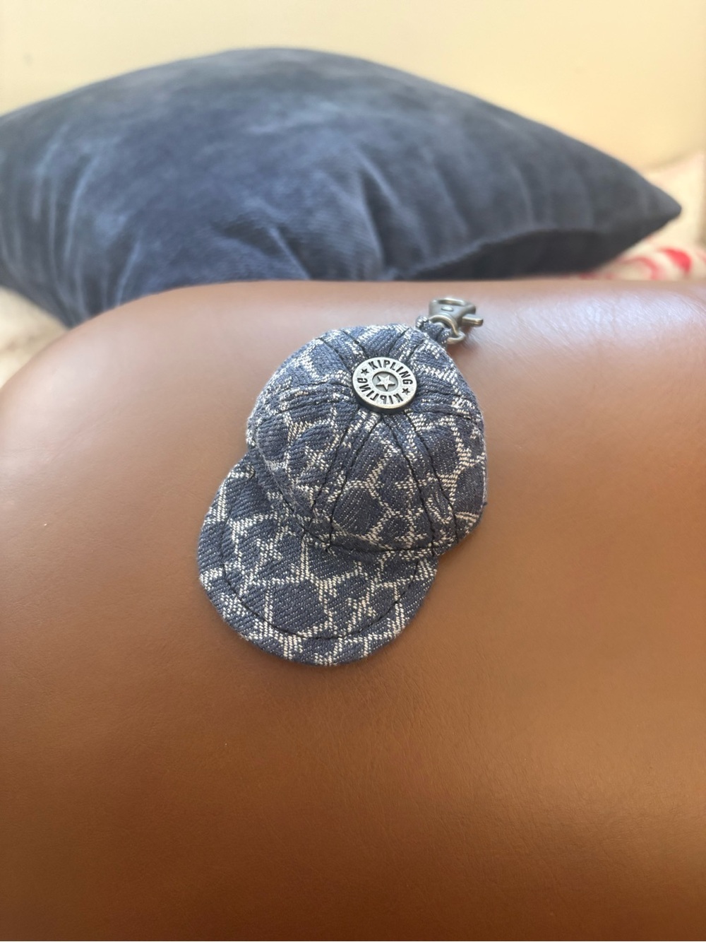 Kipling Denim Patterned Mini Cap Keychain - Picture 3 of 3